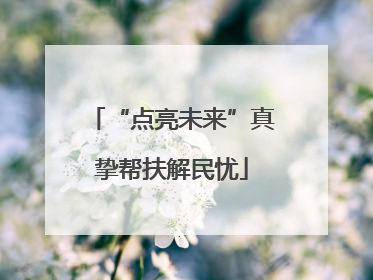 “点亮未来”真挚帮扶解民忧