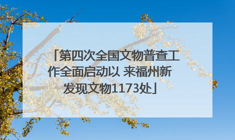 第四次全国文物普查工作全面启动以 来福州新发现文物1173处