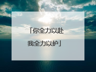 你全力以赴 我全力以护