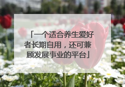 一个适合养生爱好者长期自用，还可兼顾发展事业的平台