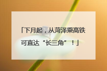 下月起，从菏泽乘高铁可直达“长三角”！