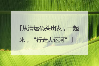 从漕运码头出发，一起来，“行走大运河”
