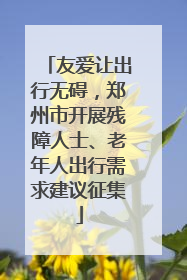 友爱让出行无碍，郑州市开展残障人士、老年人出行需求建议征集