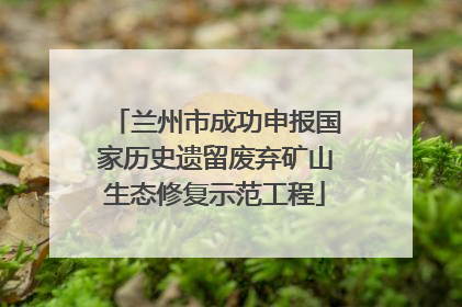 兰州市成功申报国家历史遗留废弃矿山生态修复示范工程