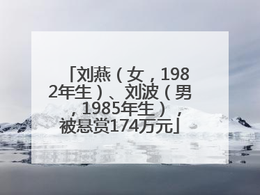 刘燕（女，1982年生）、刘波（男，1985年生），被悬赏174万元