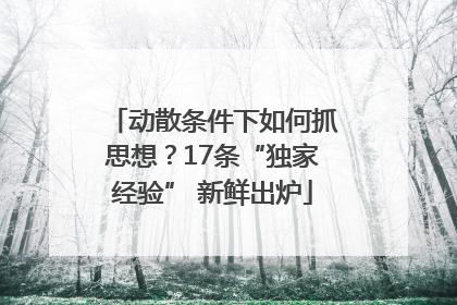 动散条件下如何抓思想？17条“独家经验” 新鲜出炉