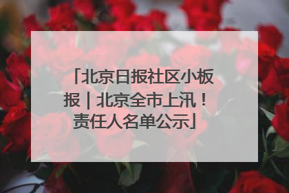 北京日报社区小板报｜北京全市上汛！责任人名单公示