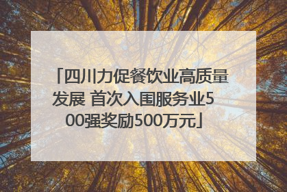 四川力促餐饮业高质量发展 首次入围服务业500强奖励500万元