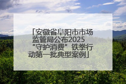 安徽省阜阳市市场监管局公布2025“守护消费”铁拳行动第一批典型案例