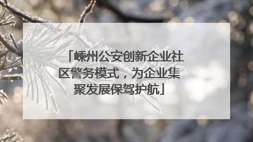 嵊州公安创新企业社区警务模式，为企业集聚发展保驾护航