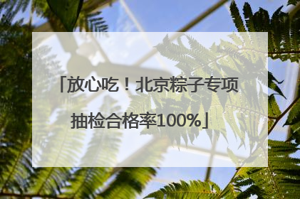 放心吃！北京粽子专项抽检合格率100%