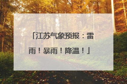 江苏气象预报：雷雨！暴雨！降温！