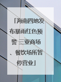 海南四地发布暴雨红色预警 三亚商场、餐饮场所暂停营业