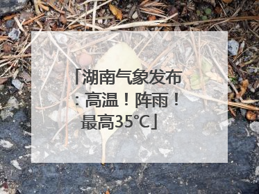 湖南气象发布：高温！阵雨！最高35℃