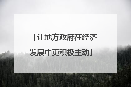 让地方政府在经济发展中更积极主动