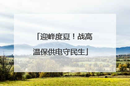 迎峰度夏！战高温保供电守民生