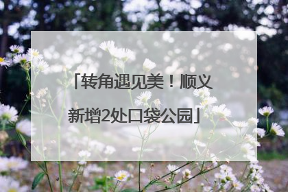 转角遇见美！顺义新增2处口袋公园