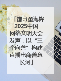 谦寻董海锋2025中国网络文明大会发声：以“三个向善”构建直播电商善意长河