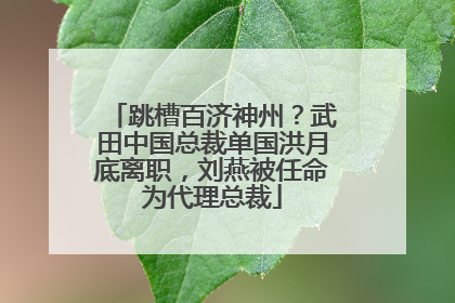 跳槽百济神州？武田中国总裁单国洪月底离职，刘燕被任命为代理总裁