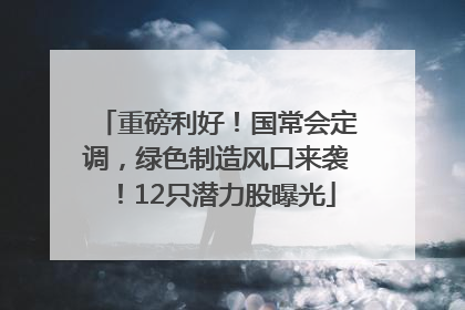 重磅利好！国常会定调，绿色制造风口来袭！12只潜力股曝光