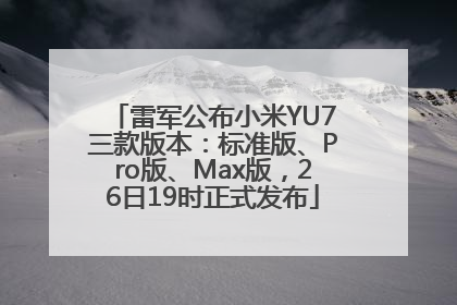 雷军公布小米YU7三款版本：标准版、Pro版、Max版，26日19时正式发布