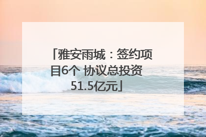 雅安雨城：签约项目6个 协议总投资51.5亿元