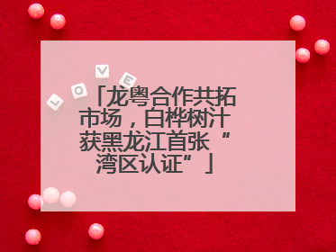 龙粤合作共拓市场，白桦树汁获黑龙江首张“湾区认证”